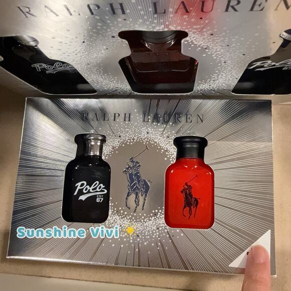 NEW Ralph Lauren Polo Red & Polo 67 Eau De Toilette Mini Splash 0.5 oz 15ml Set - Picture 1 of 3